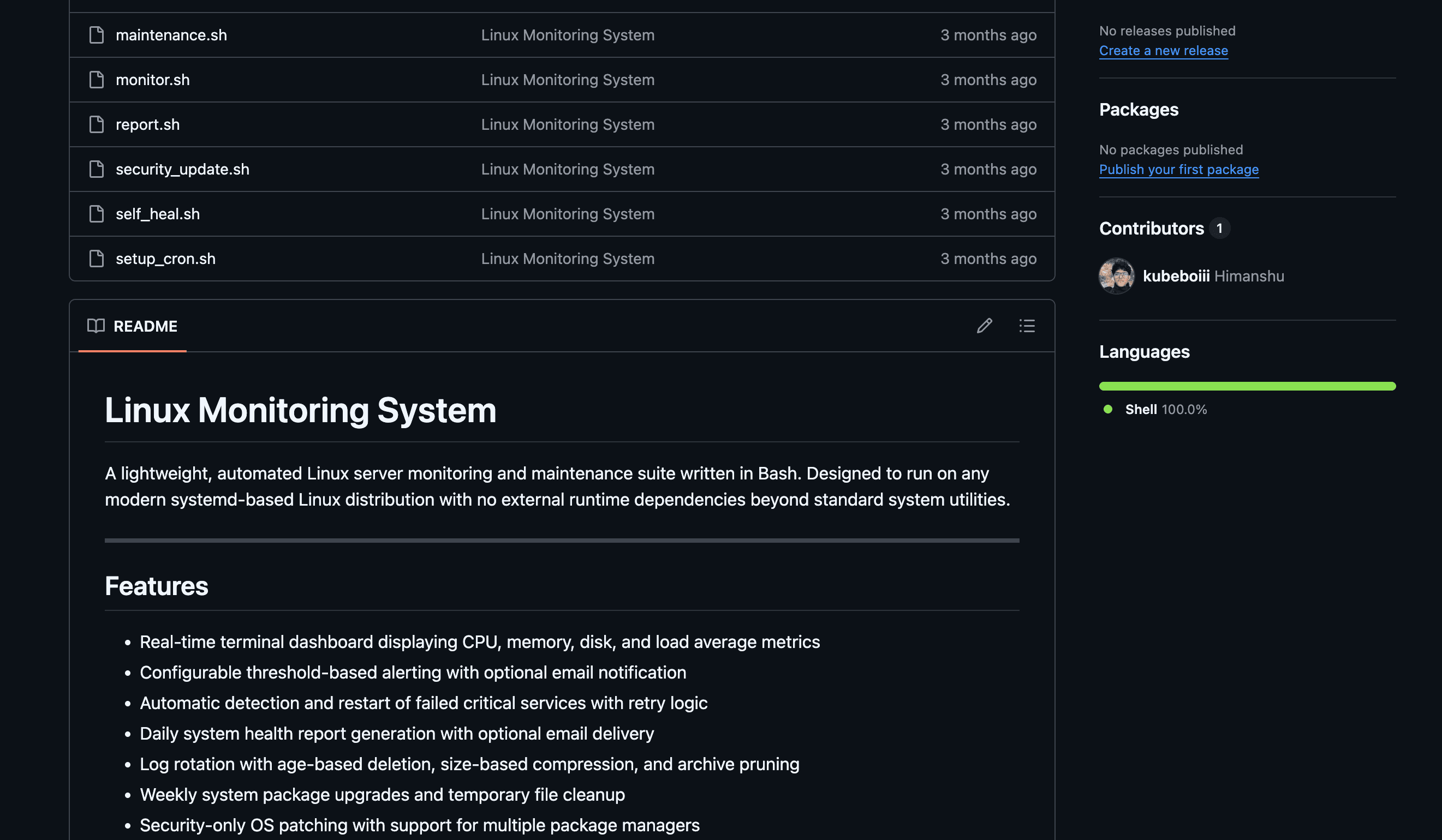 Linux Monitoring System preview