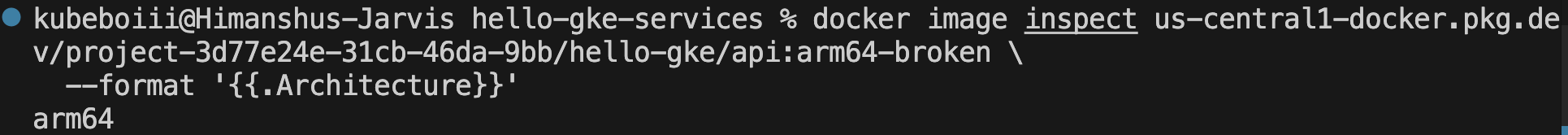 docker inspect showing arm64 architecture